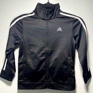 Adidas kids tracksuit top black and white size 6(boys)